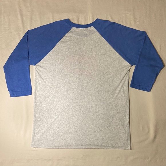 No Place Like Yum! Blue & Gray Raglan 3/4 Sleeve Tee Men’s Large - Picture 2 of 8